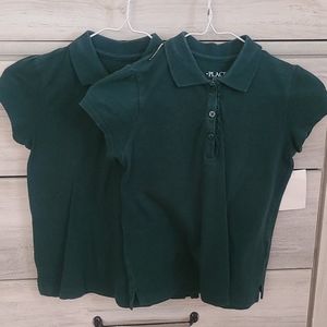 Children's Place Forest Green Uniform Shirts- 2